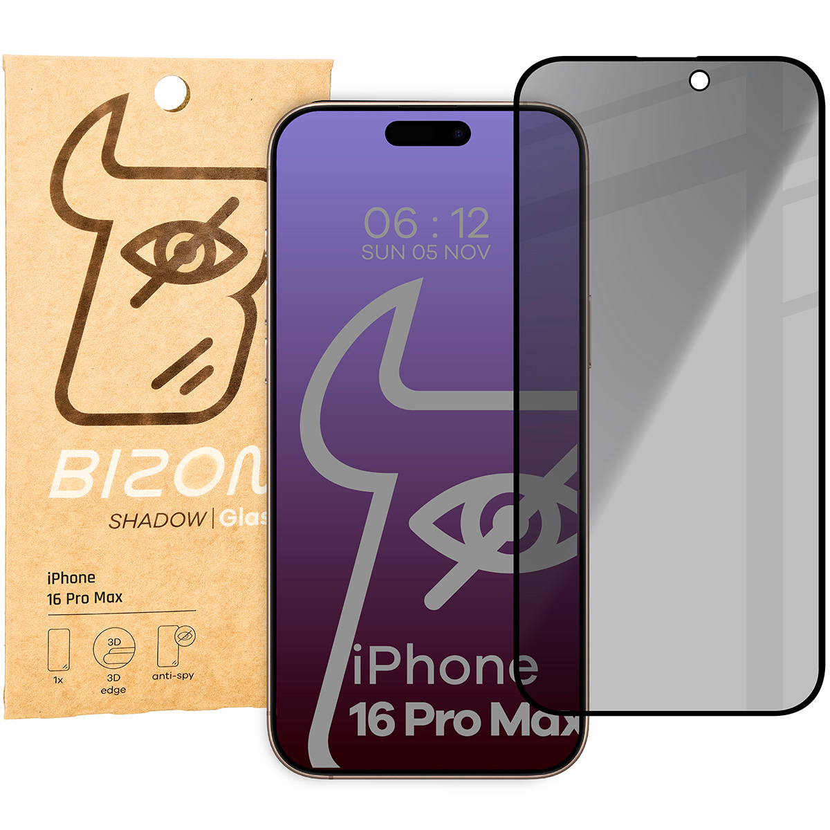 Szkło prywatyzujące Bizon Glass Edge Shadow do iPhone 16 Pro Max